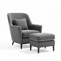 Gray upholstered armchair with matching ottoman dimensions 85 x 80 x 90cm