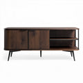 Wooden media console with storage and open shelves 150 x 40 x 60cm