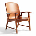 Wooden outdoor lounge chair with armrests and slatted design 80 x 60 x 90cm