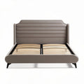 Upholstered bed frame with wooden slats and modern design in grey 200 x 160 x 100cm