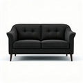 Black leather loveseat for living room seating with soft cushioning