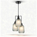 Three-light pendant lamp with glass shades and black metal finish 30 x 30 x 75cm