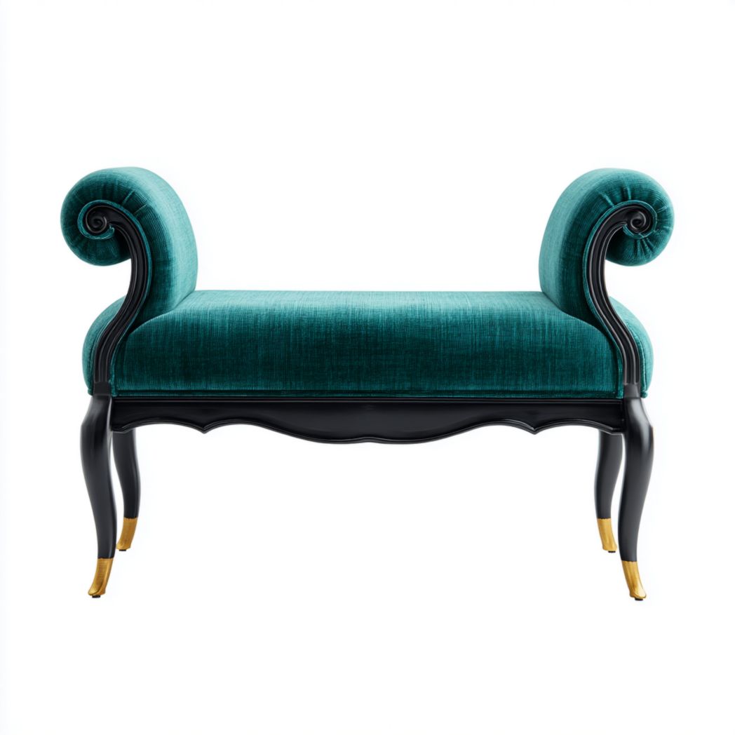 Velvet upholstered loveseat in teal with light wood frame 100 x 65 x 80cm